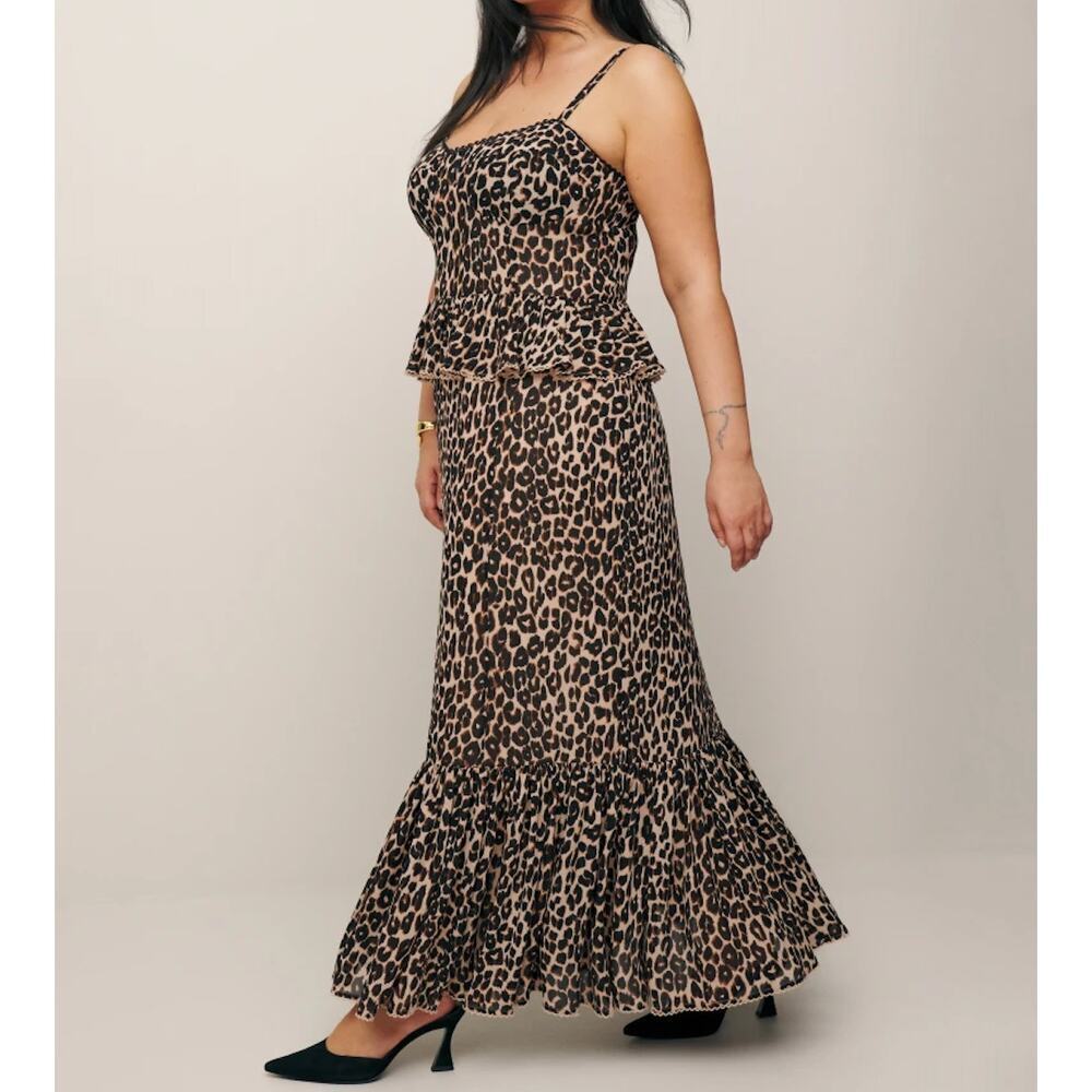 Reformation Leopard Felda Slip Dress 18 Lace Trim Midi Wedding Guest Romantic
